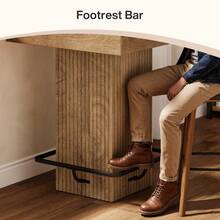 LITTLE TREE Bar Table, 39.76" Tall Counter Height Pub Table For Cocktail Coffee Bistro, Square High Top Bar Table With Metal Footrest, Home Bar Units  For Home Kitchen, Dining Room - 淺棕色 - 查看 6