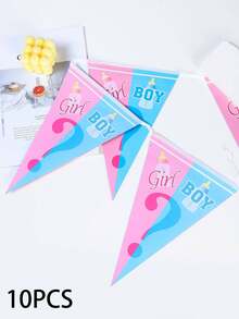 1 set Banderín de papel de tiro, bandera colgante con gráfico de letra moderna para decoración del hogar, fiesta de revelación de género, Navidad - Multicolor - Ver 7