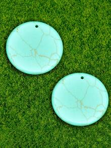 2pcs Natural Stone Round Pendant DIY Jewelry Making Accessories, 30mm Red Stone & Jade Decoration Gifts - Multicolor - View 20