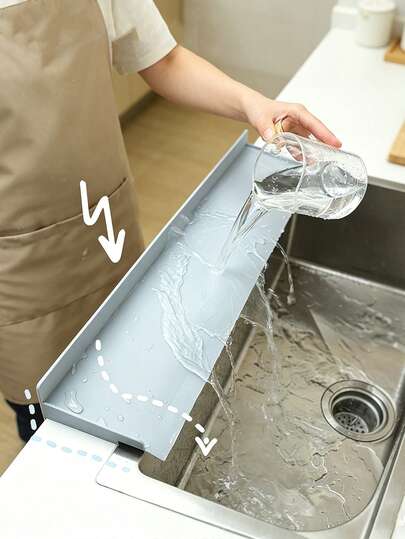 1pc Durable Silicone Splash Guard With Suction Cup, Kitchen Sink Splash Protector, Silicone Splash Guard With Suction Cup, Water-Resistant Barrier To Prevent Spills, Protects Countertops From Water Stains, Suitable For Home And Professional Use In Kitchen And Lab Sinks, Basins And Bowls (Please Read Installation Instructions Carefully, Improper Installation May Cause Instability)