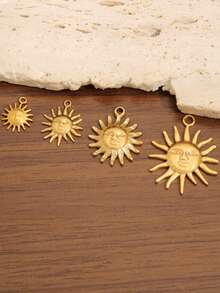 3Pcs 18K Gold Plated Stainless Steel Casting Smiling Sun Sunlight Charm Pendants Charms For Jewelry Making Findings DIY Handmade Earrings Necklace Bracelet Accessories - Sun - View 3