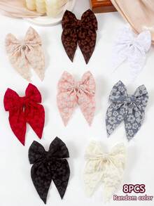 8 chiếc kẹp tóc nơ họa tiết jacquard tông màu đất cổ điển ngẫu nhiên, phụ kiện phong cách Boho cho bé gái, phụ kiện trang trí tóc hàng ngày đa năng, phù hợp với kiểu tóc tết và búi. - Nhiều màu - Xem 9