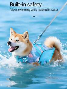Pet Dog Life Jacket Swimwear, Summer Clothes For Medium Small Dogs, Chihuahua, Teddy, Puppy Water Play - Blue - View 3