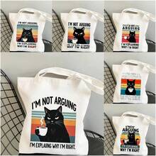 No estoy enucendo bolso de lona con diseño de gato divertido, bolso de mano ligero y espacioso para ir de compras, trabajo, escuela o viajes, ecológico - 5-HZB - Ver 1
