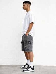 Men's Denim Cargo Shorts Streetwear - 石墨 - 查看 5