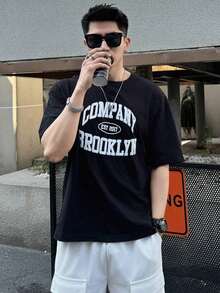 Summer Graphic Lettering Drop Shoulder T-Shirt - Black - View 7
