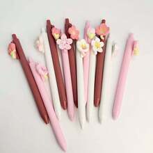 3/5pcs Cute Cartoon Gel Pens, Random Styles With Big Eyes Design, Floral Decor Smooth Writing Pens, Pressurized Signing Pens, Suitable For Office, Writing, Stationery, Gifts, School - Multicolor Style B - View 5