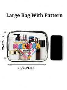 Bolsa de cosméticos con tema de mejor maestro, organizador de viaje con cremallera de PVC, bolsa de regalo resistente a la decoloración y ligera, bolsa de almacenamiento conveniente, bolsa de maquillaje, estuche de maquillaje portátil aprobado por TSA, diseño fácil de limpiar, bolsa de artículos de tocador impermeable, adecuado para madres, maestros, amigos, enfermeras, regalos de oficina, regalos del Día de la Madre, artículos esenciales de viaje para vacaciones escolares, útiles escolares, regalos de graduación - Multicolor - Ver 14