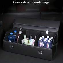 Inspired By Luxurious Leather Texture Car Storage Box, Front Passenger Seat Spacious Opening Storage Cube, High Capacity Luxury Car Interior Storage Box, Multifunctional Car Storage Essential - Multicolor - View 9