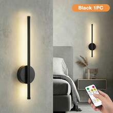 2pcs Battery Powered Wireless Rechargeable Black Wall Lights With Remote Control Dimmable, Wireless Wall Decor Lamps For Living Room, Bathroom, Hallway, With Timer Function - Black - View 15