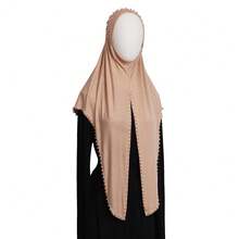Women's Solid Color Simple Versatile Muslim Jersey Instant Hijab, Pullover Hijab For Quick And Easy Wear, Breathable Elastic Beaded Sweatshirt Fabric Muslim Headscarf, New Spring/Summer Style - Multicolor - View 15