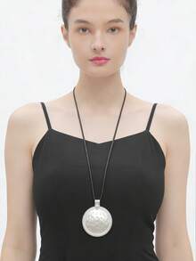 1 chiếc dây chuyền mặt đĩa chấm bi thời trang, thanh lịch, kiểu dáng cao bồi miền Tây, unisex, phụ kiện lễ hội âm nhạc, quà tặng cặp đôi, quà tặng ngày lễ - dây sáp - Xem 6