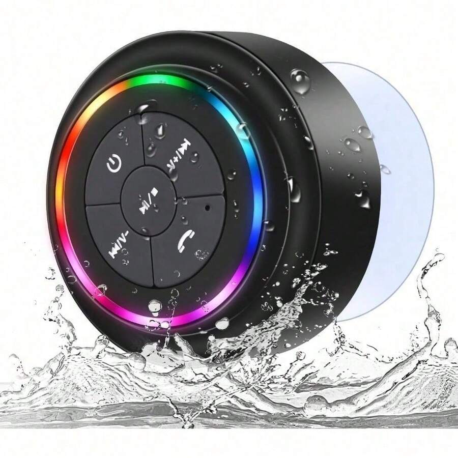 Shower Speaker Bluetooth Waterproof IP67 Certified, Mini Wireless Small Bluetooth Speaker, Portable Speaker With Suction Cup, LED And Mic For Bathroom, Crystal Sound&Bass, Ideal Gifts - 查看 1