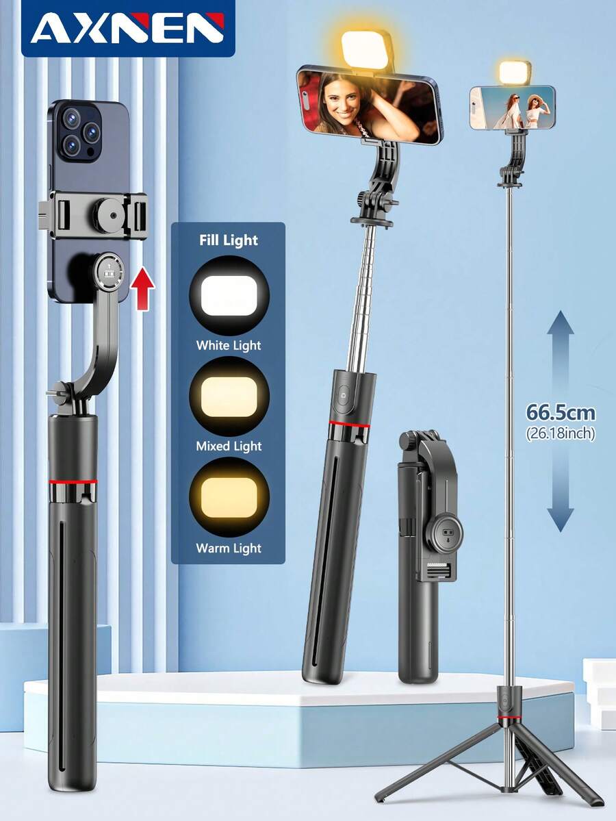 AXNEN Gậy selfie kiêm chân máy 67 inch dành cho điện thoại, có điều khiển từ xa tháo rời, có thể kéo dài, thích hợp cho du lịch ngoài trời, chụp ảnh làm đẹp, phát trực tiếp và các tình huống khác, tương thích với các thiết bị iOS và Android mới của nhiều thương hiệu. - Nhiều màu - Xem 1