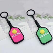 1pc/2pcs Pickleball Racket Shaped Keychain, Creative Cartoon Activity Gift, Sports Enthusiast Backpack Pendant - Multicolor - View 2
