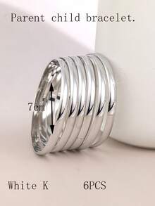 6pcs Luxury Minimalist Chic Metal Hoop Stacking Bracelets - Multicolor - View 4