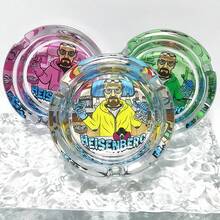 3.34-Inch Round Colorful Creative Laboratory Pattern Glass Ashtray, Cartoon Theme Ashtray, Home Decor Ashtray, Gift For Friends - Multicolor - View 2