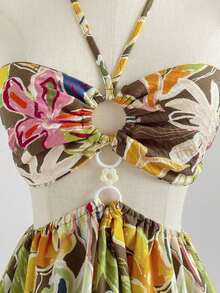 Vestido midi de verano color crudo, con hombros descubiertos y espalda abierta, estilo casual y elegante - Multicolor 2 - Ver 4