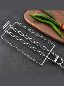 1pc Sausage Rack, Foldable BBQ Grill, Portable BBQ Basket, Outdoor BBQ Basket, BBQ Tool, Multi-Functional Sweet Potato Roaster, Suitable For Sausage Roasting, Picnic And Camping, Essential Camping BBQ Accessory - Multiple Styles - View 3