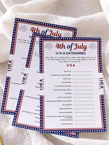 4th Of July USA Category Game Cards, American Independence Day U-S-A Category Party Table Game Cards, Patriotic Theme Holiday Interactive Q&A Cards, Celebration Party Activity Props - View 3