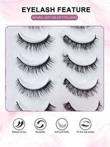 20 de perechi de gene artificiale pufoase din nurcă, încrucișate, gene 3D naturale, lungi și ondulate, lucrate manual, stiluri mixte, potrivite pentru machiajul zilnic - Negru - Vizualizare 4