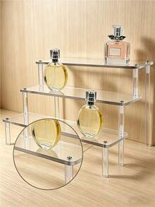 Estantería de almacenamiento de cosméticos de acrílico, estantería de exhibición transparente de varias capas, adecuada para perfumes, cuidado de la piel, maquillaje, se puede usar en el baño, el dormitorio, la decoración del hogar, diseño trapezoidal resistente - Multicolor - Ver 7