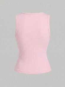 时尚休闲百搭海星装饰无袖针织背心，夏季沙滩装，女士度假服饰 - 粉色 - 查看 8