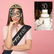 2 peças/Conjunto Tiara de Coroa de Aniversário Faixa Mulheres 16th 18th 21st 30th 40th 50th 60th 70th 80th Feliz 16th 18th 21st 30th 40th 50th 60th 70th 80th Decoração de Festa de Aniversário Lembrancinhas - Visão 5