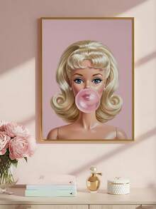 1 pieza Póster de chica de chicle, arte de pared estético rosa, decoración de habitación preppy, impresión de moda vintage, decoración maximalista, regalo de festival, el regalo ideal para amigos, impresión de arte de dormitorio, decoración de sala de estar, decoración de oficina, decoración de cocina, decoración de baño, arte de pared, decoración de pared, decoración del hogar, decoración de habitación, arte de pared en lienzo, pósteres, arte de pared con marco, marco opcional - 1 unidad - Ver 5