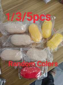 1/2个花生造型硅胶软萌减压玩具（随机包装） - 成人感官减压神器，适用于办公室放松/聚会互动场景，创意花生造型挤压玩具，缓解压力，生日、节日、家庭聚会的理想礼物 - 彩色 - 查看 5