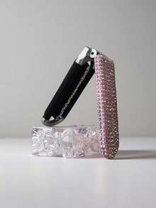 1pc Foldable Hair Brush With Rhinestone Design, Built-In Mirror, Nylon Bristles For Easy Use, ABS Plastic Handle For Portability, Suitable For Daily Care And Travel, Multiple Rhinestone Styles Available, Great Gift For Mother And Girlfriend On Holidays Like Valentine's Day And Mother's Day - Multicolor - View 7