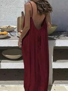 Vestido Camisero para Mujer, Novedad 2026, Diseño Holgado sin Espalda, Estilo Abrigo, Ropa de Estar por Casa, Transpirable y Suave al Tacto, Estilo Relajado para el Hogar - CAFETERÍA - Ver 5