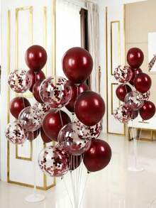20 buah Balon Lateks Merah Delima Ukuran 10 Inci, Set Balon Lateks Transparan Berpayet Merah Ukuran 12 Inci, Cocok untuk Pesta Ulang Tahun, Pesta Pernikahan, Pesta Lajang, Dekorasi Acara Baby Shower - Burgundy - View 2