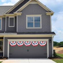 4th Of July Decorations,American Bunting Outside,Fourth Of July Bunting Flags Patriotic Memorial Day Decorations,USA Flags Pleated Fan 1.5x3 FT,Red White And Blue Buntings - 1,5x3,0 feet, 1 gói - Xem 5