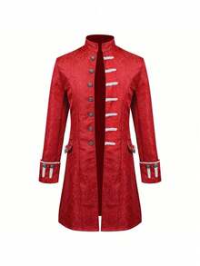 Medieval Men's Costume For Spring And Autumn, Solid Jacquard Performance Jacket, Men's Suit - Jacquard Medieval Menswear In Red - View 1