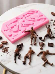 SikeSike 1pc Football Sports Silicone Mold, Chocolate Mold, Suitable For Cake Decoration, Chocolate, Pudding, Candy Silicone Mold - Multicolor - View 11