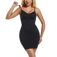 Vestido con tirantes moldeador para mujer, nuevo vestido ajustado, Sexy, Control de barriga, deslizamientos completos, moldeador de cuerpo transpirable, S-3XL ajustado de talla grande - Beis - Ver 3