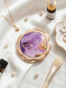 1pc Floral Mini Double-Sided Makeup Mirror, Portable High Definition Compact Mirror For Touch-Up, Foldable Handheld Mirror Essential For Women - Multicolor - View 17