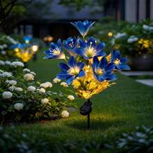 1pc Solar Lily Shaped Ground Light: Outdoor Garden LED Ground Light, Suitable For Landscape Decoration - Perfect For Garden, Lawn, Yard, Path, Patio And Backyard - Warm White - View 6