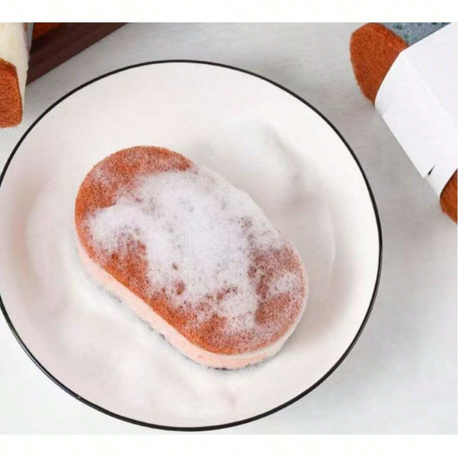 3pcs/Set Random Color Thick High Density Scouring Pads, Multi-Color Non-Stick Pan Brush, Double-Sided Kitchen Dish Washing Cloth - Multicolor - View 1