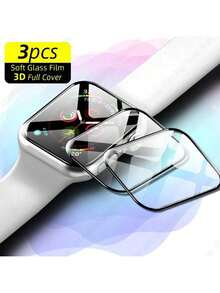 3 Pieces Screen Protector For Apple Watch Series 10 9 8 7 6 5 4 3 2 1 SE Ultra No Glass Series I-49MM 46MM 40MM 41MM 42MM 45MM 44MM 38MM Smartwatch Soft Film - Black - View 15