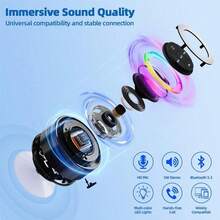 Shower Speaker Bluetooth Waterproof IP67 Certified, Mini Wireless Small Bluetooth Speaker, Portable Speaker With Suction Cup, LED And Mic For Bathroom, Crystal Sound&Bass, Ideal Gifts - 查看 2
