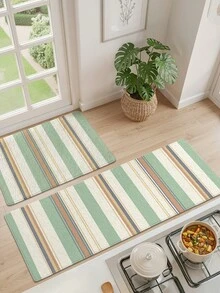 DAJIANG 1pc Bohemian Style Striped Long Kitchen Floor Mat, Outdoor Rug Suitable For Bathroom, Kitchen, Outdoor, Indoor, Hallway, Bedroom, Living Room, Machine Washable, Easy To Clean, Non-Slip Bottom, Suitable For Bedroom Decor, Japanese/Nordic Style Room Decor, Holiday Bathroom Decor, Decorative Rug, Bathroom Accessories, Outdoor Decor - Multicolor - View 5