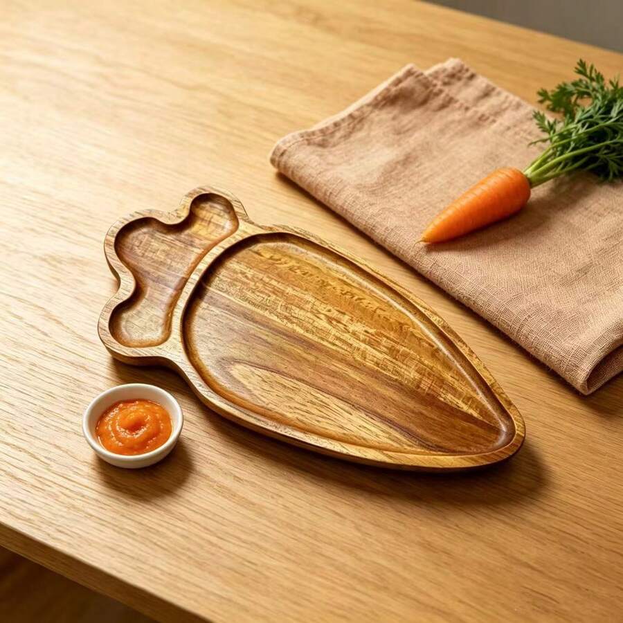 Wooden Tray, Rosewood Tray, Carrot Shaped Dessert Plate, Cute Tea Tray, Coffee Cup Heat Insulation Wooden Plate, Coaster, Cake Dessert Wooden Small Plate, Wholesale Factory - Ginger - View 1