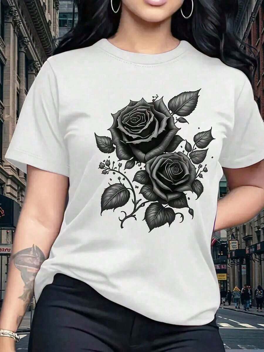 RegaloRegalo | 1 Playera para Mujer 100% Algodón Transpirable | 1 Floral Hoja Color combinado Sexy Casual Dulce Fiesta Elegante Ninguno Noche de fiesta Escenario y concierto Playa Oficina Casa Deportivo Vacaciones Concierto de música country desalmuerzo fiesta del té viaje Despedida de soltera verano Estampado floral 3Dwinter clothes for women, - Ideal para el VeranoSoftSoft - Blanco 2 - Ver 1