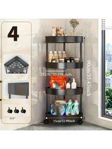 1 Set Modern 3/4/5 Tier Corner Shelf, Foldable, Self-Assembly Required, Suitable For Bathroom, Kitchen, Cosmetics And Toiletries, Multifunctional Storage Basket - Multicolor - View 10