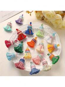 3pcs Multicolor Gradient Cotton Tassel Pendants, Mini Rainbow Tassel Charms With Rings, Suitable For DIY Jewelry Making, Keychain/Bag Decoration, Earring/Bracelet Accessories, Bookmark Decoration, Macrame And Crochet Projects - Multiple Styles - View 8