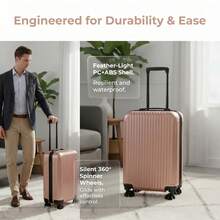 Hand Luggage Box, Trolley Luggage Box, Personal Luggage, 20-Inch Luggage Box, Striped Luggage Box, ABS Material, Personal Bag, Hard-Shell Luggage Box, Lightweight Luggage Box, Cabin Luggage Box, Suitable For Both Men And Women, 360° Rotating Wheels, Silent Wheels, New Product Launch, Suitable For Students, Families, Schools, Business Travel And Outings - Hồng - Xem 9