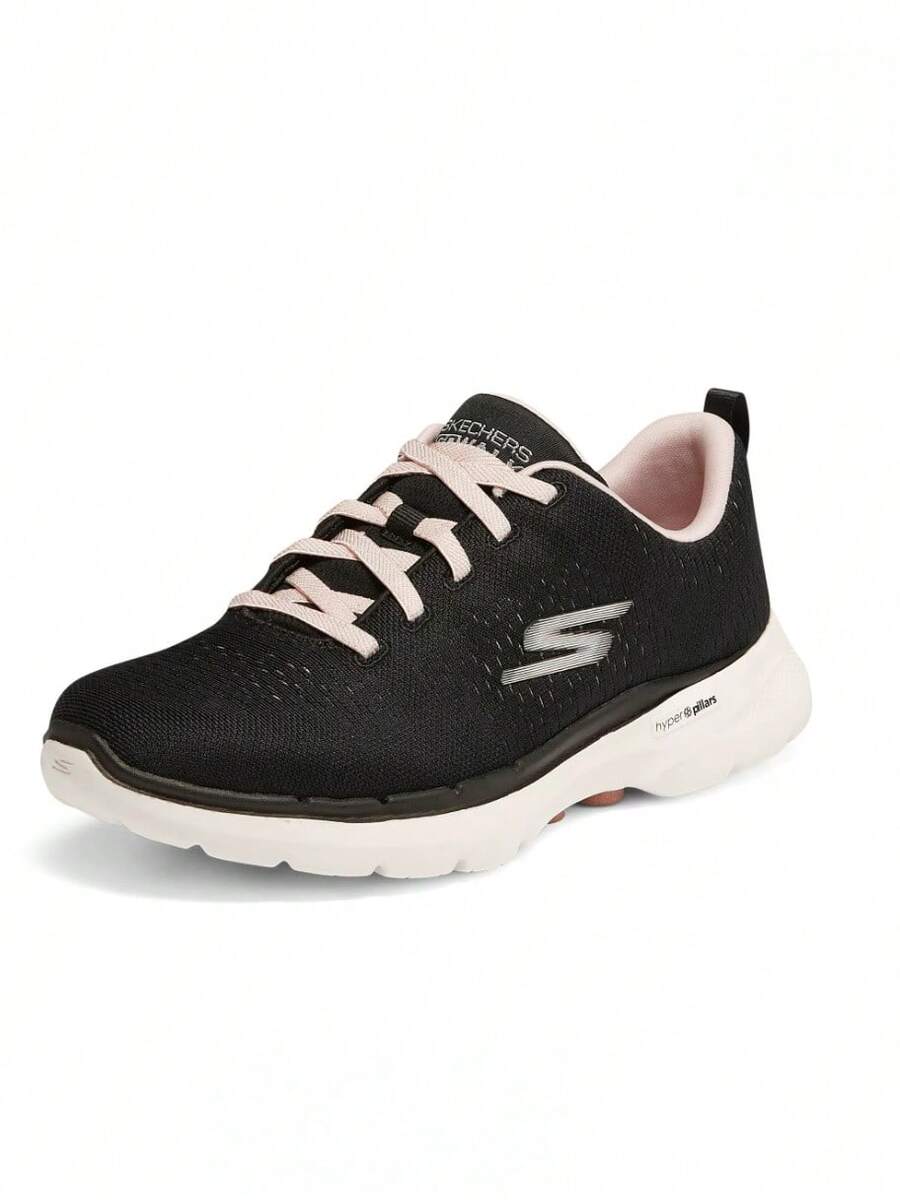 Skechers Zapatos casuales y deportivos para caminar con amortiguación y transpirabilidad para mujer GOWALK6 - Negro/Rosa - Ver 1