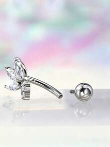 Khuyên tai Rook, khuyên xỏ lông mày bằng thép không gỉ 316L mạ vàng 16G, khuyên môi ren 8mm - Mặt dây chuyền hình hoa - Xem 5